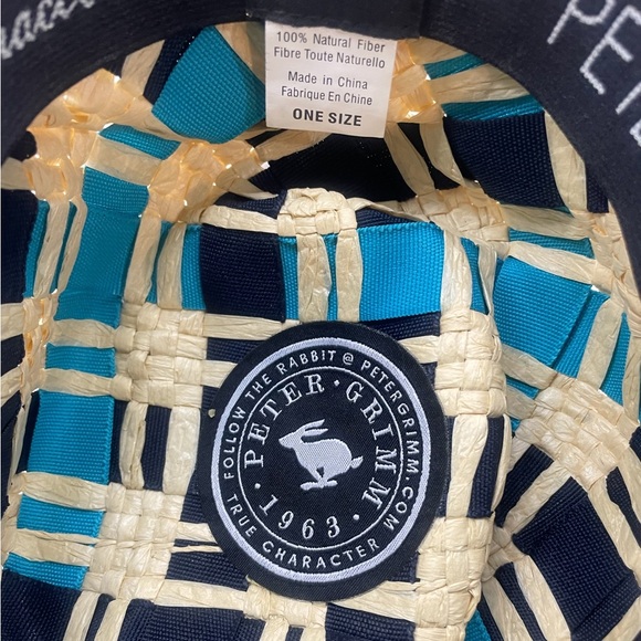Peter Grim Fedora,Sun, hat,Multi colored blue,turquoise, weaved,navy blue,tan,OS - Picture 6 of 7